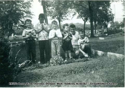 Kids at gravesite